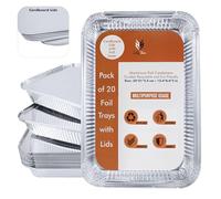 ZubyShax 20 Pack Disposable Aluminum Foil Trays - 32*21*5.5cm/2300ml Tin Foil Containers with Lids Ideal for Oven use, Food Storage ,BBQ ,Roasting and Baking
