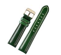 ZUC 18mm 20mm 22mm Bamboo Pattern soft cowhide Strap Men Butterfly Buckle Ostrich leather Green Watchband Bracelet(C golden pin,22mm)