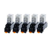 ZUC 5Pcs MY2P HH52P MY2NJ relay coil DPDT micro mini relay with socket base holder AC 12V 24V 36V 48V 110V 220V 380V(AC,110V)