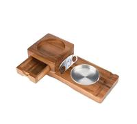 ZUC Cigar Ashtray Wooden Desktop Station with Manual Cutter Humidor Drawer Whiskey Glass Tray Holder - Tobacco Accessories Set(B)