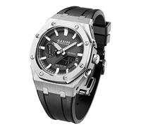 ZUC For GA-B2110 GA2100 Mod Kit Metal Watch Bezel Soft Silicone Strap Watch Modding Replacement Accessories(Silver 5)