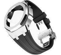 ZUC Ga2100 Mod Kit Gen4 Metal Case Rubber Band Modification for Strap Replacement GA2100/GA2110 Stainless Steel Strap Bezel Frame Accessories with Bottom Cover(Rubber-SBS)