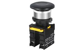 ZUC Mushroom Button Switch Waterproof Latching Momentary Self Reset Locking Panelboard Power Start Switch Red Green 10A 1NO1NC 22mm(Black,1NO1NC)