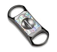 ZUC Professional Cigar Cutter, Stainless Steel Open-Frame Guillotine, Ultra-Slim Dual-Loop Handheld Clipper, Decorative Filigree and Patterned Metal Accessory(F)