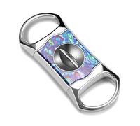 ZUC Professional Cigar Cutter, Stainless Steel Open-Frame Guillotine, Ultra-Slim Dual-Loop Handheld Clipper, Decorative Filigree and Patterned Metal Accessory(E)