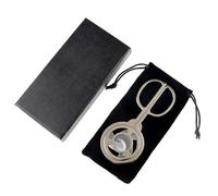 ZUC Retro Engraved Double Ring Trimmer - Zinc Alloy Stainless Steel Guillotine Design, Manual Pocket Travel Accessory(F)