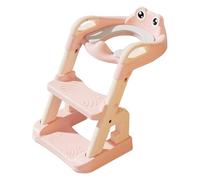 Zucebos 2-in-1 Potty Training Toilet and Stool for Toddlers, Foldable Toddler Toilet Seat with Soft Cushion, Adjustable Height, Anti-Slip Step Stool for Bathroom Toilets, Easy Assembly Pink