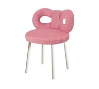 Zucebos Makeup Chair with Cute Bow Backrest for Girl, Upholstered Comfort Vanity Stool with Adjustable Feet, Soft Faux Wool Upholstery,No Wheels Dressing Chair for Living Room Dressing Room Bedroom