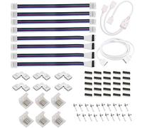 zuchini 5-Pin LED Strip Light Connector Kit for 5050 RGBW 12mm Led Light, 5 Pin Connector L-shape Corner Connector, Cable, Direct Use without Welding 5 Pin Extension Cable