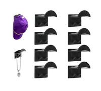 Zuchini 8 pcs Adhesive Hat Hooks，Wall Mount No Drilling Cap Rack for Hat Display Hat Organizer，for Baseball Caps,Scarf,Belt,Necklace,etc （Black）
