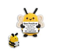 Zuchini Positive Crochet,Crochet Bee with Inspirational Card,Encouragement Gift for Friends Family Birthday Party Decor