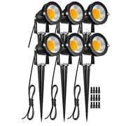ZUCKEO 6 Pack 5W LED Landscape Spotlights, 12V/24V Outdoor Warm White Lights for Garden, Patio, Yard, Pathway, Driveway, Walls, Trees, Flags