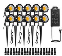 ZUCKEO Low Voltage Landscape Lights LED Outdoor Landscape Lighting Kit with Timer Transformer & Connector 5W 12V Waterproof Electric Garden Lights Pathway Walls Trees Warm White Spotlights (10 Pack)