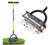 ZUCKLIGHT Lawn Aerator Spikes Aerating Tool, Metal Manual Automatic Dirt and Leaf Clean Design, Not Assembled, 16 Iron Spikes Metal for Yards, Lawn Aeration, Garden Tool, Revives