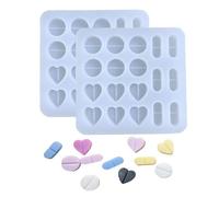 ZUDILYO 2Pcs Pill Molds for Making Pills, Miniature Round Heart Shaped Tablets Capsule Pill Silicone Mold, MINI Pill Molds for Chocolate Candy Fondant Baking, Cake Decoration, Epoxy Resin Casting