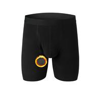 Zueauns Mens Long Leg Boxers Anti Chafing Underwear Fleece Boxer Shorts Trunks Thermal Pants for Men Winter Warm Pants Underwear Base Layer Cold Weather Black