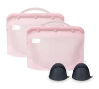 ZÜCÜBéBé Silicone Microwave Steam Sterilizer Bag for Baby Bottles, Reusable Sterilizing Bag for Pump Parts and Toddler Accessories, Easy to Use Sterilizer Bags Perfect for Home and Travel, Pink (2PC)