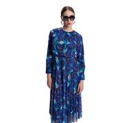 zühre Tint Women's Pleated Floral Chiffon Dress - Long Sleeve Elegant Midi Dress, Perfect for Office, Casual or Evening Wear, Autumn Fashion - Purple (UK, Numeric, 14, Regular, Extra Tall, Purple)