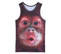 ZUEVI Men's Casual 3D Printed Tank Tops Sleeveless Graphics T-Shirt, Monkey, Medium