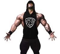 ZUEVI Men's Cotton Contast Pocket Lifting Muscle Tops Gym Bodybuilding Lifting Sport Athletic Sleeveless Hoodies - -