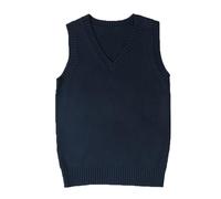 ZUEVI Women's Sweater Vest Classic V Neck Uniform Pullover Knitwear Tops Sleeveless Knitted Sweaters Vests, Navy, L