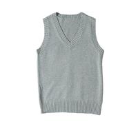 ZUEVI Women's Sweater Vest Classic V Neck Uniform Pullover Knitwear Tops Sleeveless Knitted Sweaters Vests, Grey, M