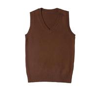 ZUEVI Women's Sweater Vest Classic V Neck Uniform Pullover Knitwear Tops Sleeveless Knitted Sweaters Vests, Coffee, M