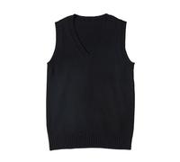 ZUEVI Women's Sweater Vest Classic V Neck Uniform Pullover Knitwear Tops Sleeveless Knitted Sweaters Vests, Black, XL
