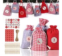 Zueyen 2025 Christmas Advent Calendar Kit, Make Your Own Advent Calendar, Lovely DIY Christmas Countdown Calendar Burlap Bag with Drawstring for Xmas Decorations