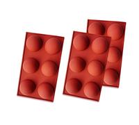 Zueyen 3 Packs Large 6-Cavity Semi Sphere Silicone Mold, Baking Mold for Making Chocolate, Cake, Jelly, Dome Mousse