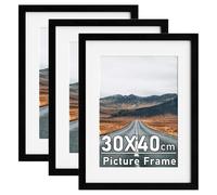Zueyunstoo 30x40cm Picture Frames with A4 Mount, Pack of 3 Black 16x12 Photo Frames, Poster Frame with Safe Perspex Front, Wall Mounting