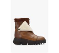 Zufe Camel Beige Leather Chunky Ankle Boots - Tan Suede / 40