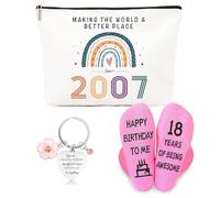 ZUFIO Funny 18th Birthday Gift for Girl - 18th Birthday Retro Cosmetic Bag, Personalized Socks, Inspirational Keychain - Gift Ideas for Bestie,Best Friend, Sister (UK-2007)