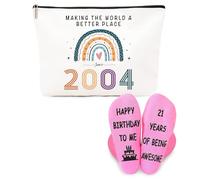 ZUFIO Funny 21st Birthday Gift for her - 21st Birthday Retro Cosmetic Bag, Personalized Socks- Gift Ideas for Bestie,Best Friend, Sister (UK-2004)
