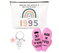 ZUFIO Funny 30th Birthday Gift for Women - 30th Birthday Retro Cosmetic Bag, Personalized Socks, Inspirational Keychain- Gift Ideas for Bestie,Best Friend, Sister(1995)