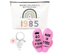 ZUFIO Funny 40th Birthday Gift for Women - 40th Birthday Retro Cosmetic Bag, Personalized Socks, Inspirational Keychain- Gift Ideas for Bestie,Best Friend, Sister (1985)