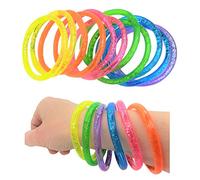 Zugar Land 6" Liquid Super Glitter Colorful Bracelet Bright Neon Colors. Cool Bracelets for Party Favor, Stocking Stuffers, Birthday Parties, Fundraisers, or Prizes! …, 48 pack, Plastic
