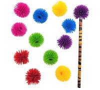 Zugar Land Colorful Hedge Ball Pencil Tops (12 Pack) 1.5". Fidget Fun. Spike Balls. Home School Work Incentive.