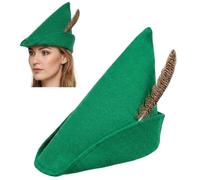 Zugar Land Green Felt Robin Hood Hat with Feather (Adult Size) Alpine German Tyrolean Halloween Costume Accessory