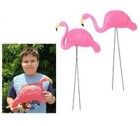 Zugar Land Large Pink Flamingo Yard Ornaments (Pack of 2 Different Designs) Tall. Great Garden Decor
