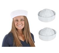 Zugar Land Large White Sailor Hats (2 Hats) (10 Inch) Adult Large Nautical Costume Accessory (2)