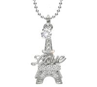 Zugar Land Love Paris Eiffel Tower Crystal Pendant Necklace (1 Inch) Gold/SIlver Plated Chain Charm Jewelry for Women, Teens, Travel Lovers, Romantic Gifts & Fashion Accessories, 18", Stainless Steel