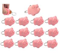 Zugar Land Naughty Squeeze Pooping Pink Pig Keychains (2") Animals Poop TURD Key Chain Ring, 12 Pieces, 2"