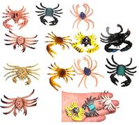 Zugar Land Realistic Mini Crab Figurine Assortment - 36 Pack. (1.75" - 2.5") Soft Rubber, Flexible Legs. Hand Painted Artificial Small Figures Miniature Cake Toppers (Classic, 36, Pack)