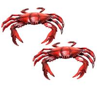 Zugar Land - Realistic Mini Crabs (3.5″) - Plastic Marine Decoration for Cake Toppers, Beach & Nautical Themed Party Decor (Red - 2 Pack)