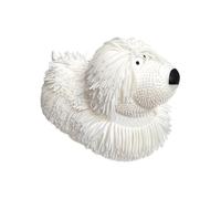 Zugar Land Soft Shaggy Puffer Dog Toy (1 White) (8" x 5") Rubber. Filled with air for a Fun Squishy Stretchy Fidget Experience.