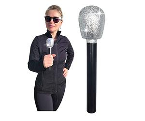 Zugar Land Totally Cool Rock Star 80" Dicso Party Silver Glitter Microphone (9") Hard Plastic (One Microphone) DJ Dance Floor Promo Karaoke