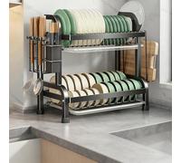 ZUGIATP 3 Tier Large Kitchen Sink Shelf Over The Sink Metal Dish Drainer Large Capacity Detachable With Drainboard Suitable(Three layers of primary colors,42 * 25.6 * 41cm/16 * 10 * 16in)