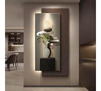 ZUGIATP 3D Vision Crystal Porcelain Wall Art Decor With Led Light, Plug-in Power, Luxury Sculpture Painting Decoration Vertical Hanging, Suitable For Living Rooms(Style E,19 * 39in/50 * 100cm)