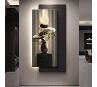 ZUGIATP 3D Vision Crystal Porcelain Wall Art Decor With Led Light, Plug-in Power, Luxury Sculpture Painting Decoration Vertical Hanging, Suitable For Living Rooms(Style C,19 * 39in/50 * 100cm)